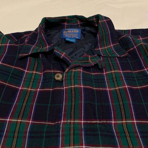Pendleton Vintage 1/4 button tartan plaid pullover windbreaker pocket XL - Picture 6 of 10